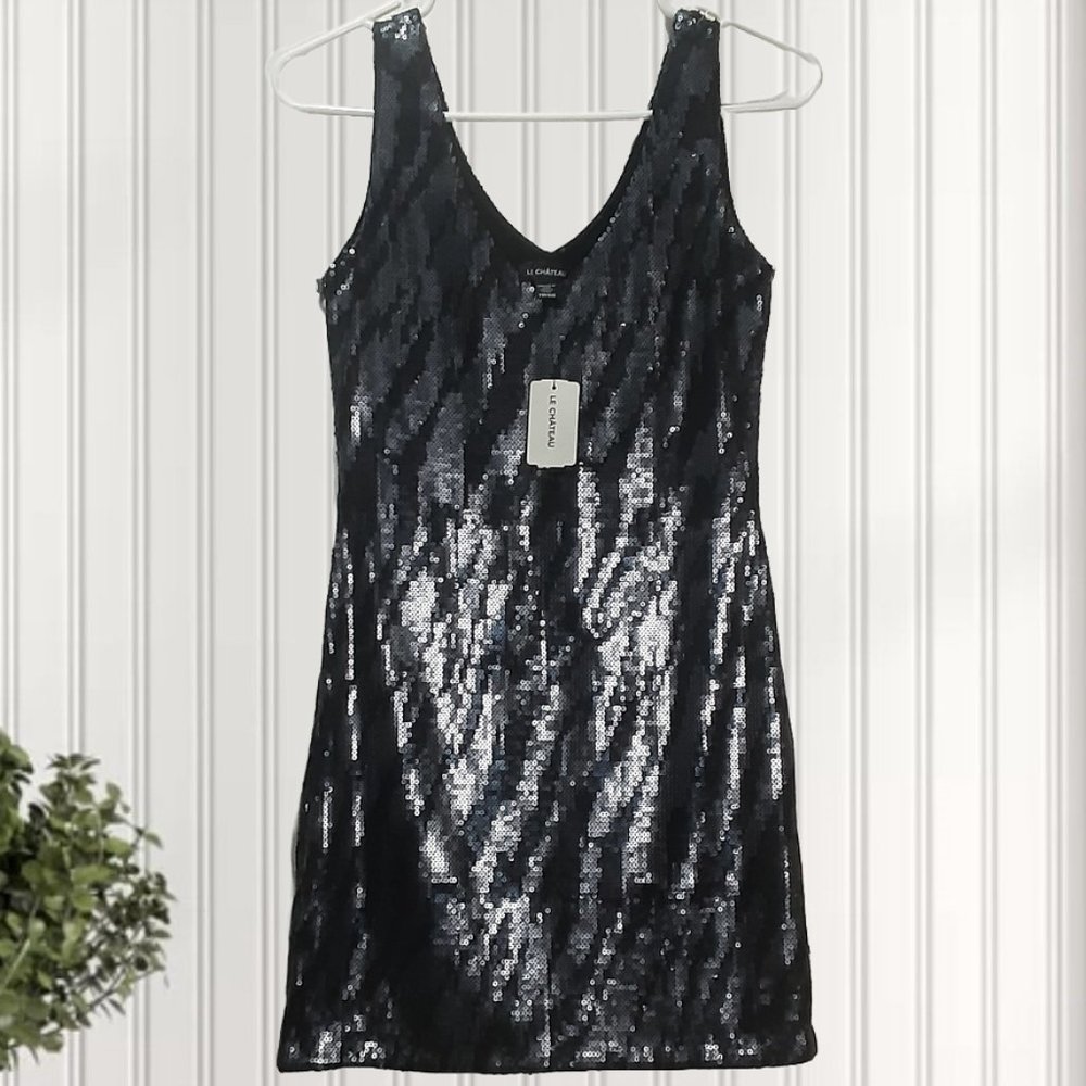 XS | Le Château | Glitzy Zebra Print Sequined Dress